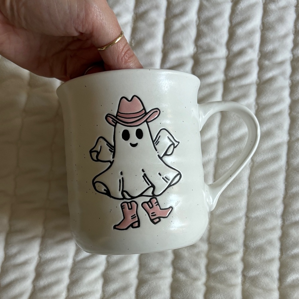 Cowboy Ghost Mug - White and Pink